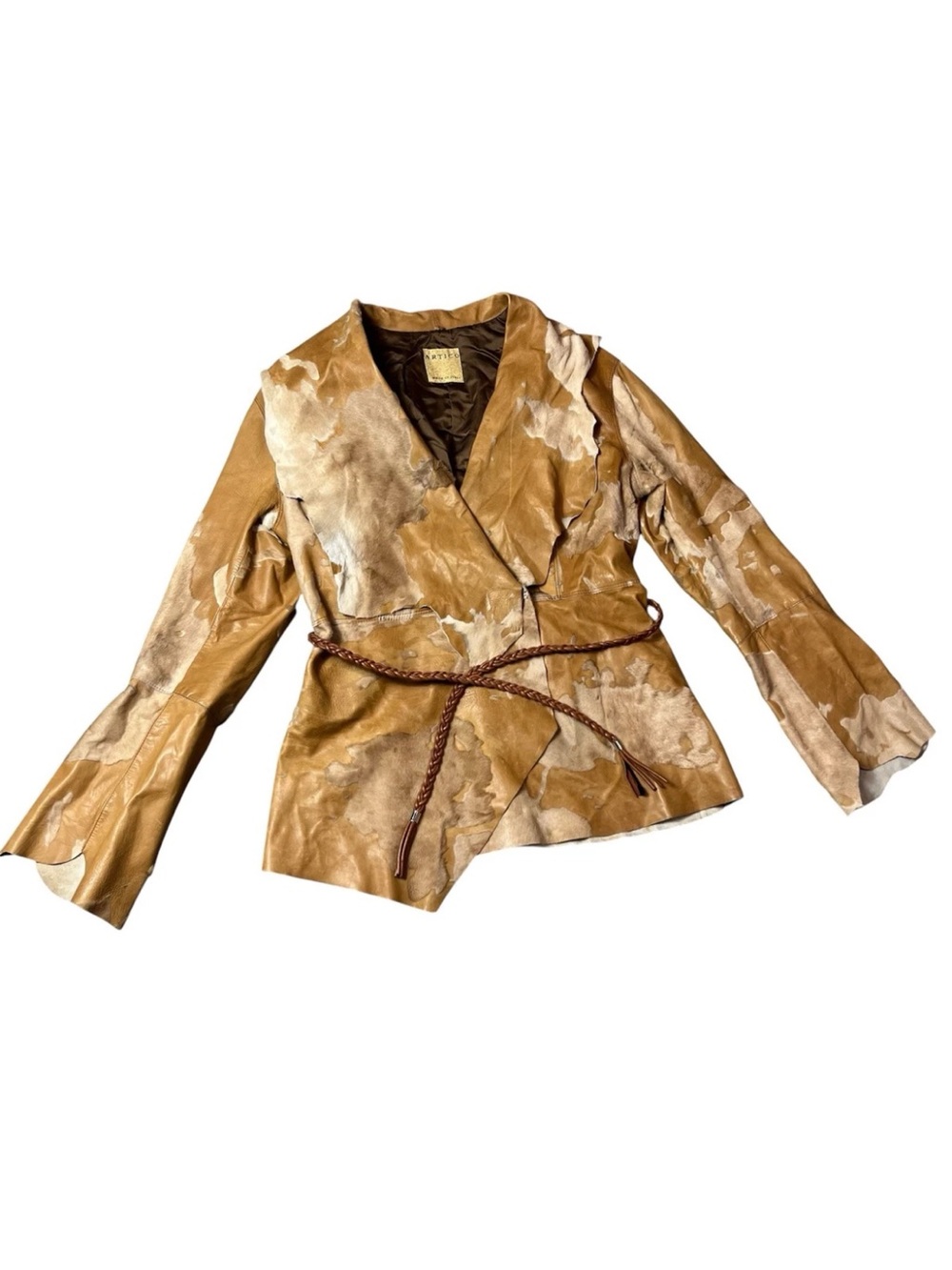 Artico Women’s Made In Italy Leather Asymmetrical Belted Jacket